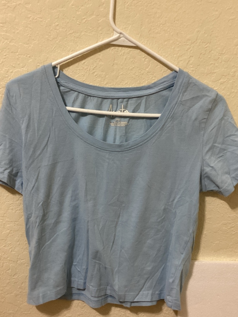 Casual Light Blue Scoop-Neck Crop Top